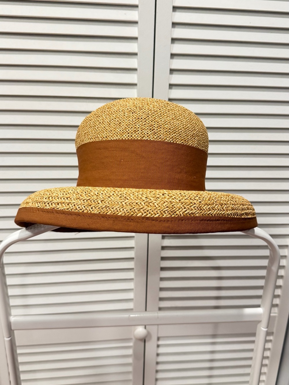 Due Me Italy Women’s Natural Straw Wide Brim Sun Hat Brown Ribbon Bow